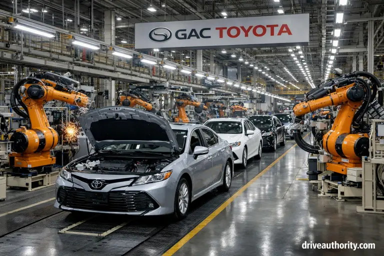GAC Toyota factory manufacturing Toyota Camry vehicles in China