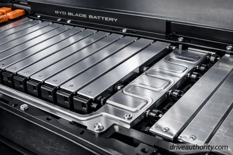 BYD Blade Battery LFP cells showing thermal management system and degradation resistance technology
