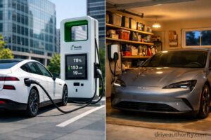Chinese EV charging comparison public fast charging versus home Level 2 charging infrastructure
