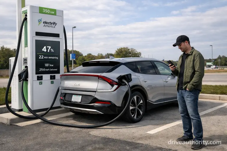 DC fast charging time in real use - EV charging at public 350kW station
