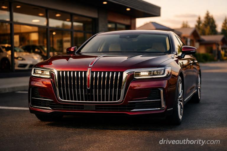 Hongqi H9 luxury sedan at specialty import dealer showing car price premium positioning