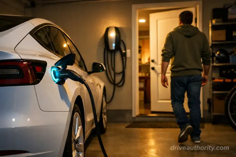 How long does EV charging take at home - overnight Level 2 charging in residential garage
