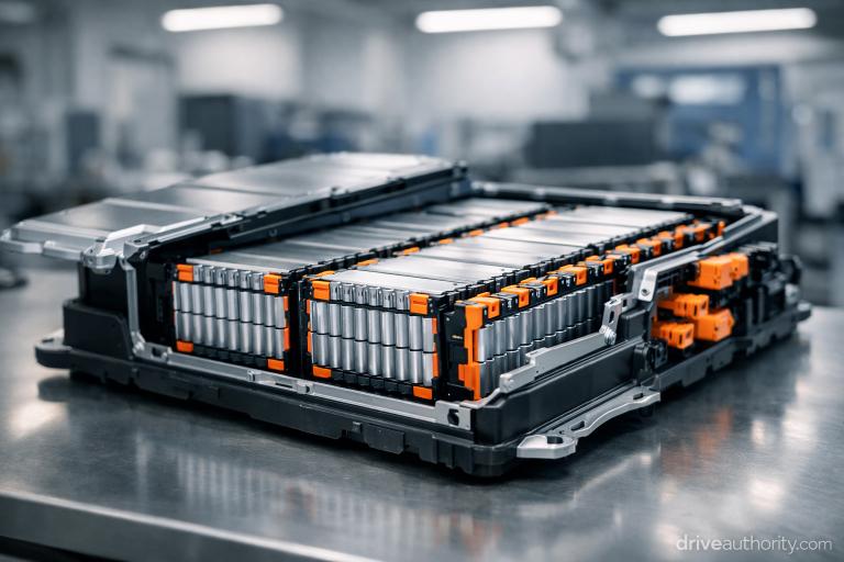 Electric vehicle battery pack module technology 2026 close view
