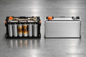 NMC battery module with cell degradation beside a newer LFP battery module comparison