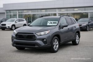 Used compact SUV on dealership forecourt showing resale value and depreciation context