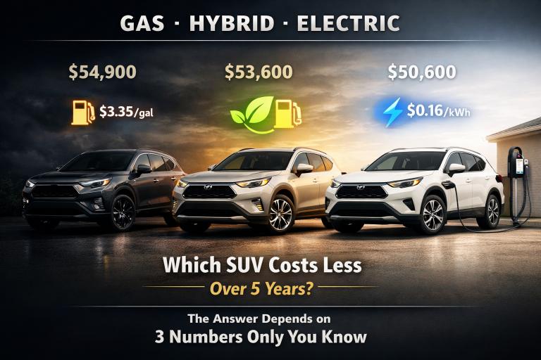Gas vs Hybrid vs EV SUV: Which Saves You More Money Over 5 Years?