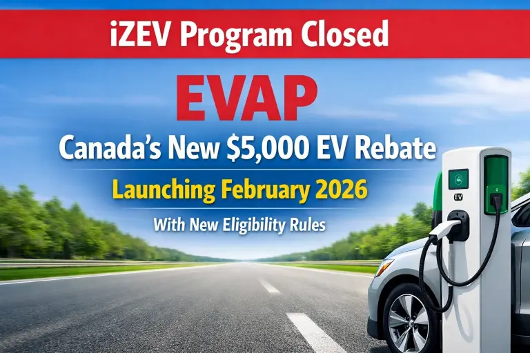Canada iZEV rebate replaced by EVAP 2026 — eligible EVs and $5,000 rebate claim guide
